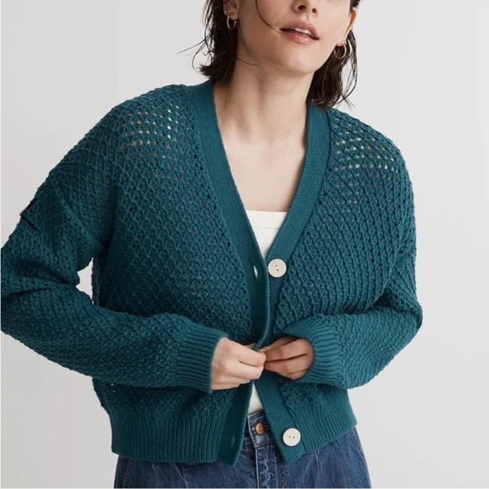 Madewell Open-Stitch Cropped Cardigan Sweater size S